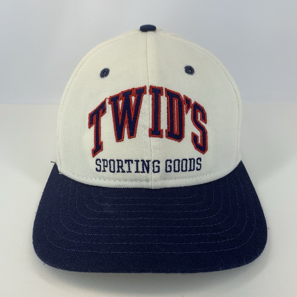 Twid's Sporting Goods Hat Blue Med-L Stretch Fitted Baseball Cap Vintage DeLong